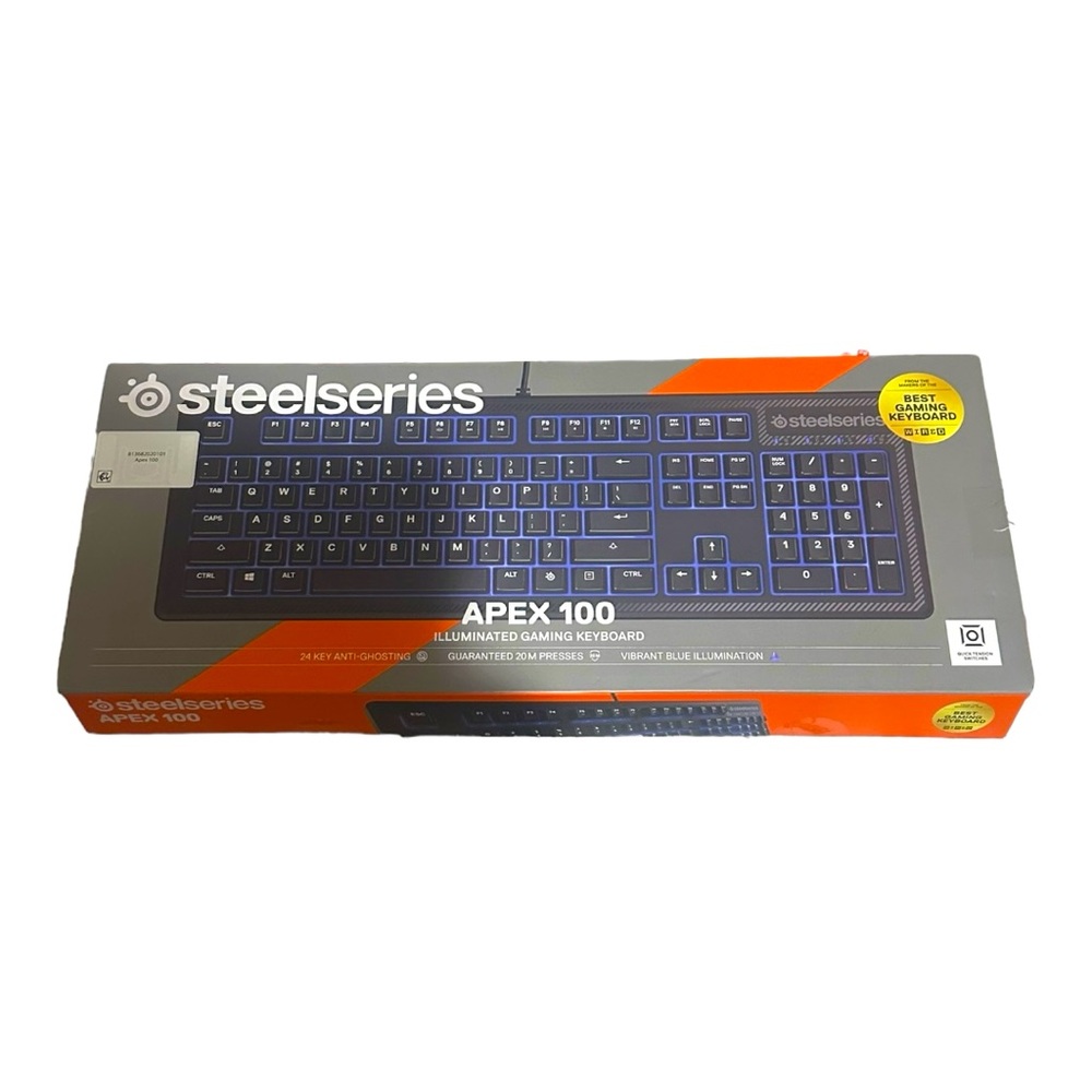 SteelSeries Apex 100 Blue LED Backlit Illuminated Gaming Keyboard NWT